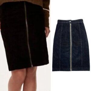 Aritzia Wilfred Free Ellie Corduroy Zip Pencil Skirt 0 Black